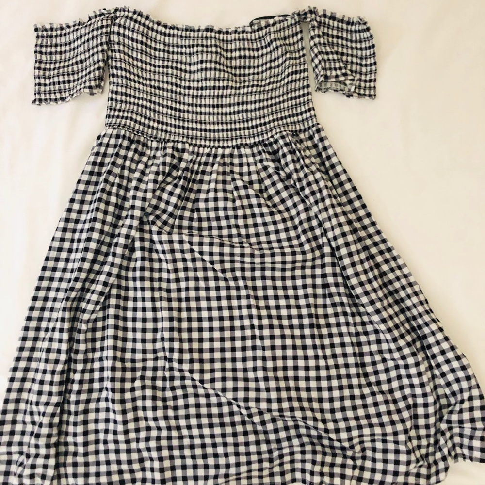 Gingham off the shoulder dress.  Worn once
